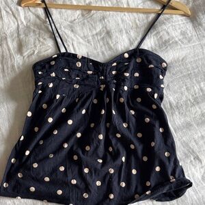 J. Crew Navy Top w/ Polka Dots